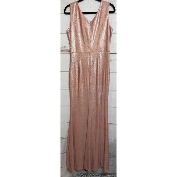 Dress The Population Pink Sequin Formal Maxi Dress Size LG NWT STUNNING - Picture 2 of 7